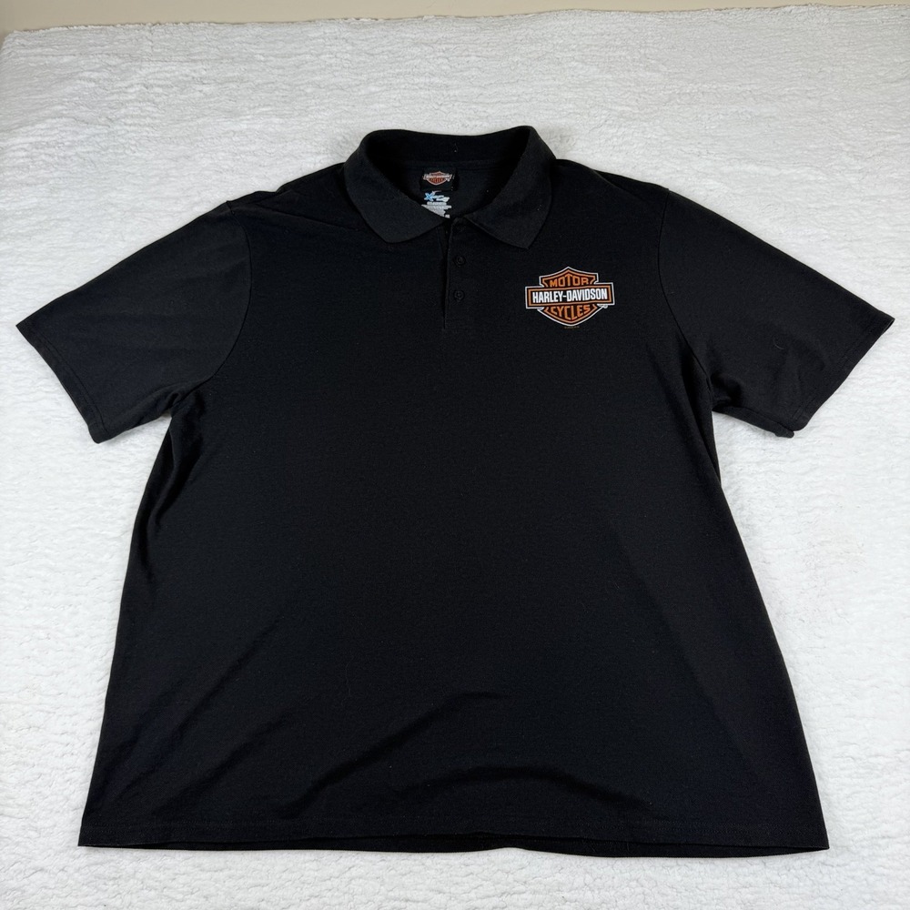 Harley-Davidson Polo Shirt Men's 2XL Short Sleeve Black Military Overseas Tour